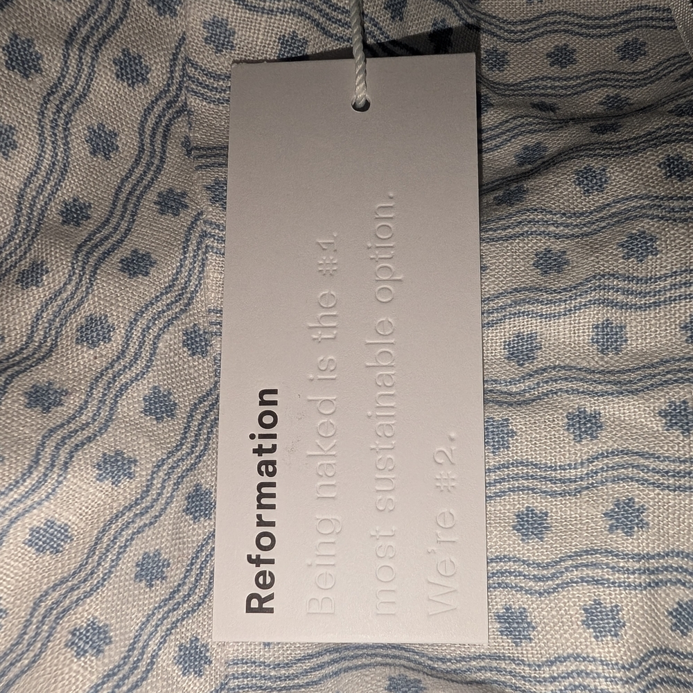 Reformation Blue Patterned Fabric